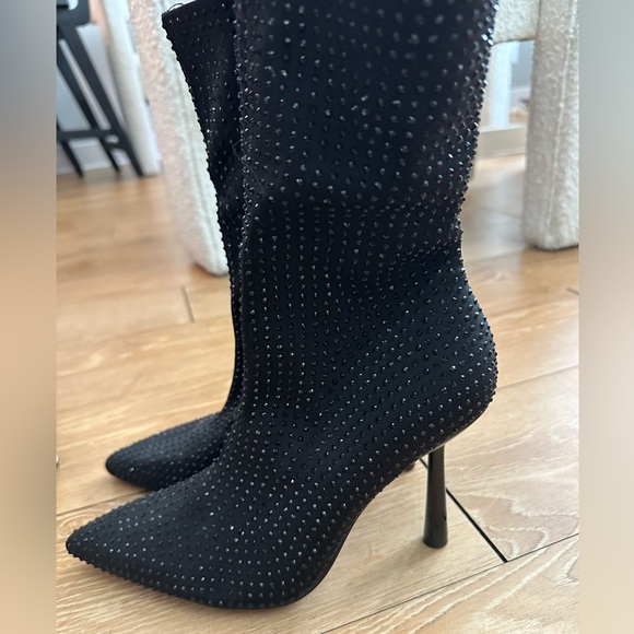 Black Ankle Boot Stiletto Heel - Picture 1 of 2